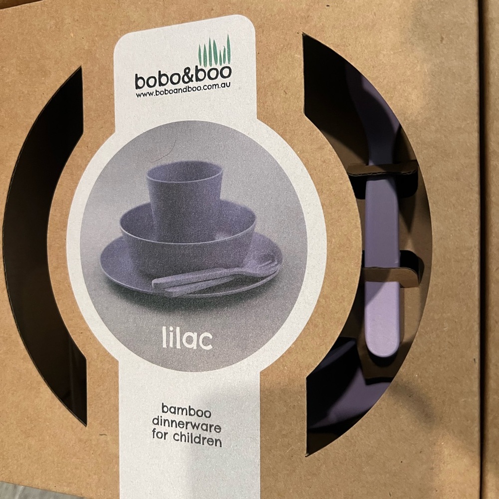 NEW 2 SETS- Lilac Bamboo Dinnerware for Children